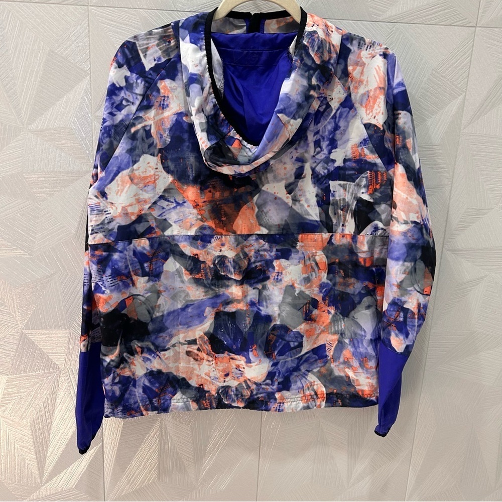 Adidas Jacket Womens Floral Tye Die Windbreaker Pullover 1/2 Zip Hooded Small - Picture 9 of 9